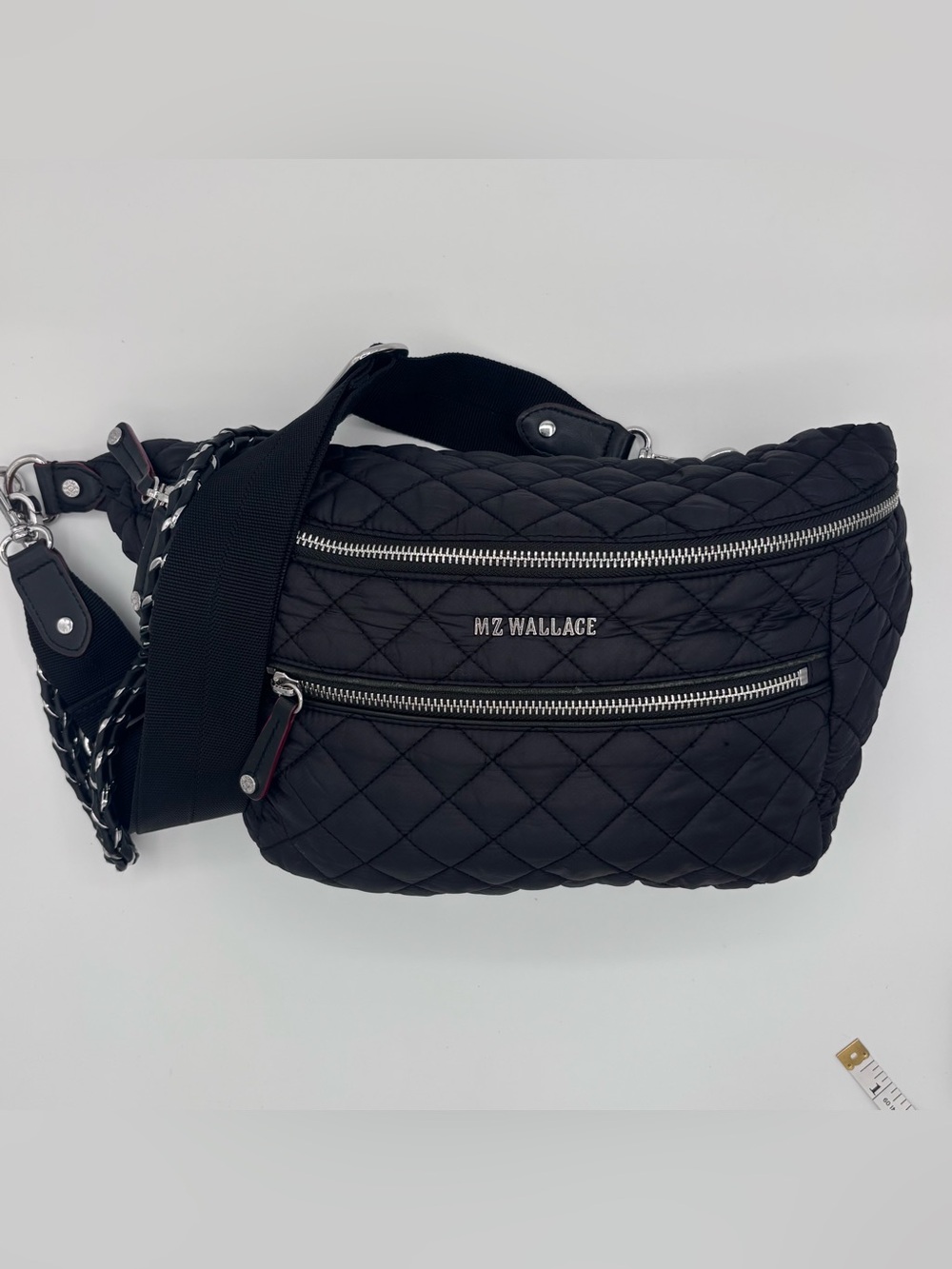 MZ Wallace Crosby Sling Belt Bag Purse Black Quilted Nylon